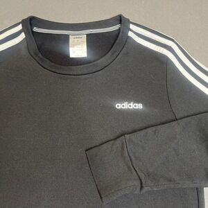 Adidas Womens Sweater Climalite Pullover Crewneck Sweatshirt Medium Black Stripe